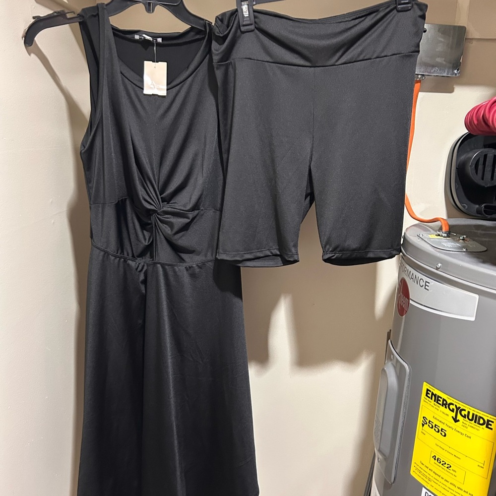Black Dress and Shorts Set
